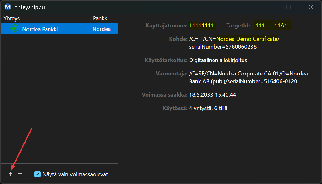 Nordea-yhteysnippu